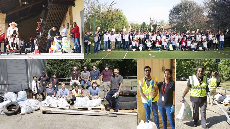 Swisslog team completing sustainability activities