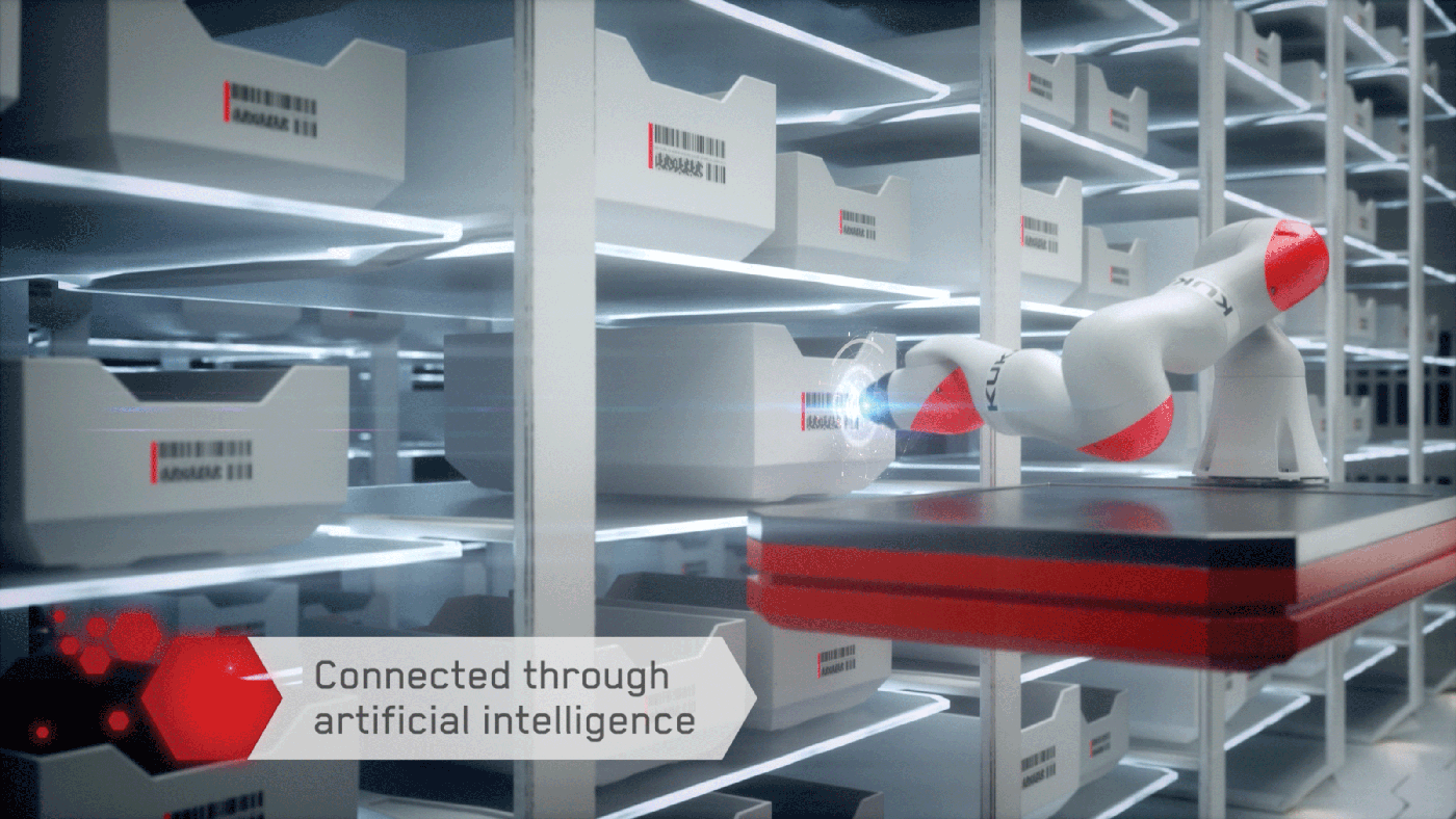 Artificial intelligence in futuristic warehouse