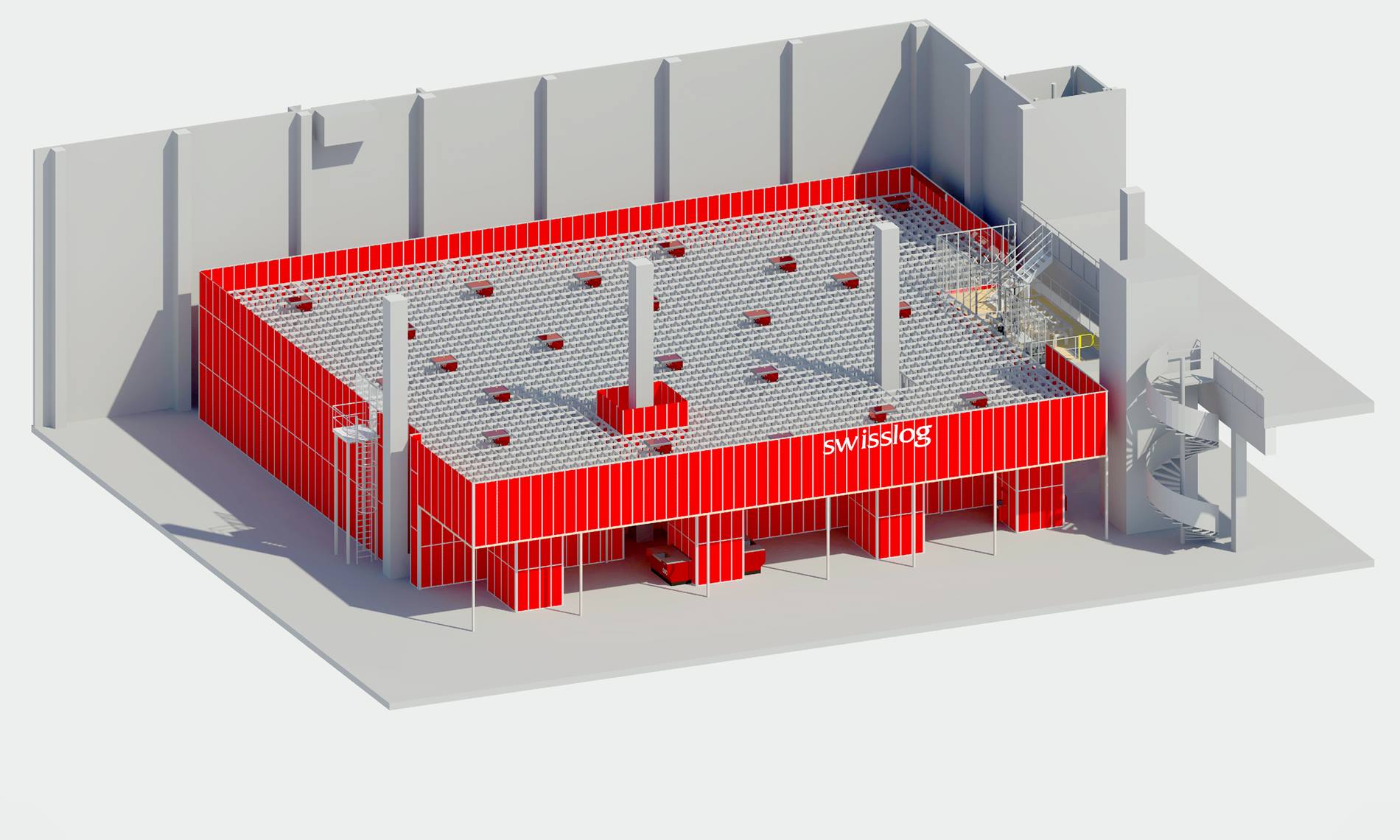 Rendering of Swisslog AutoStore system for Barona
