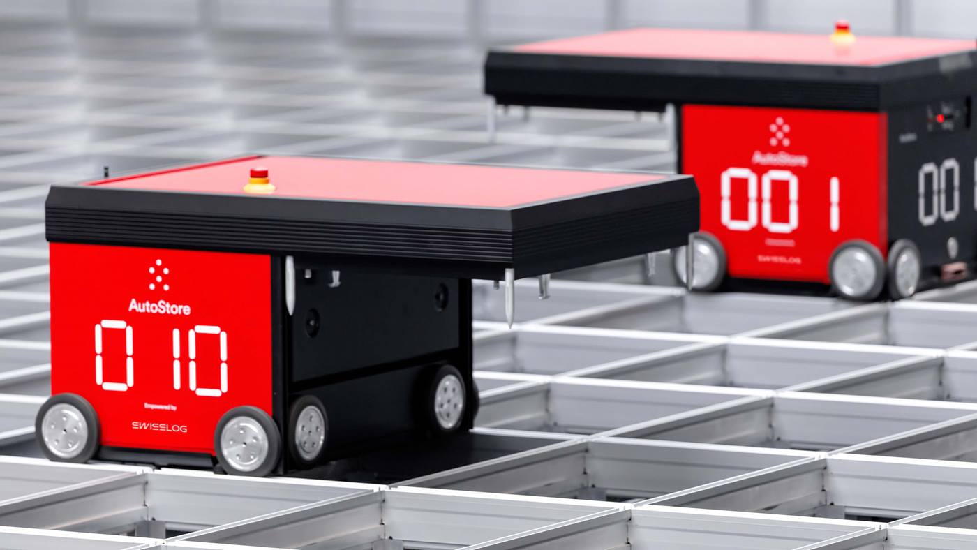 Swisslog AutoStore robots at Bleker
