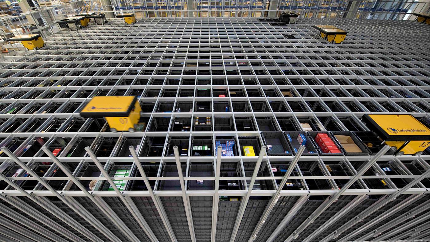 AutoStore Lösung von Swisslog bei Ludwig Meister in Deutschland